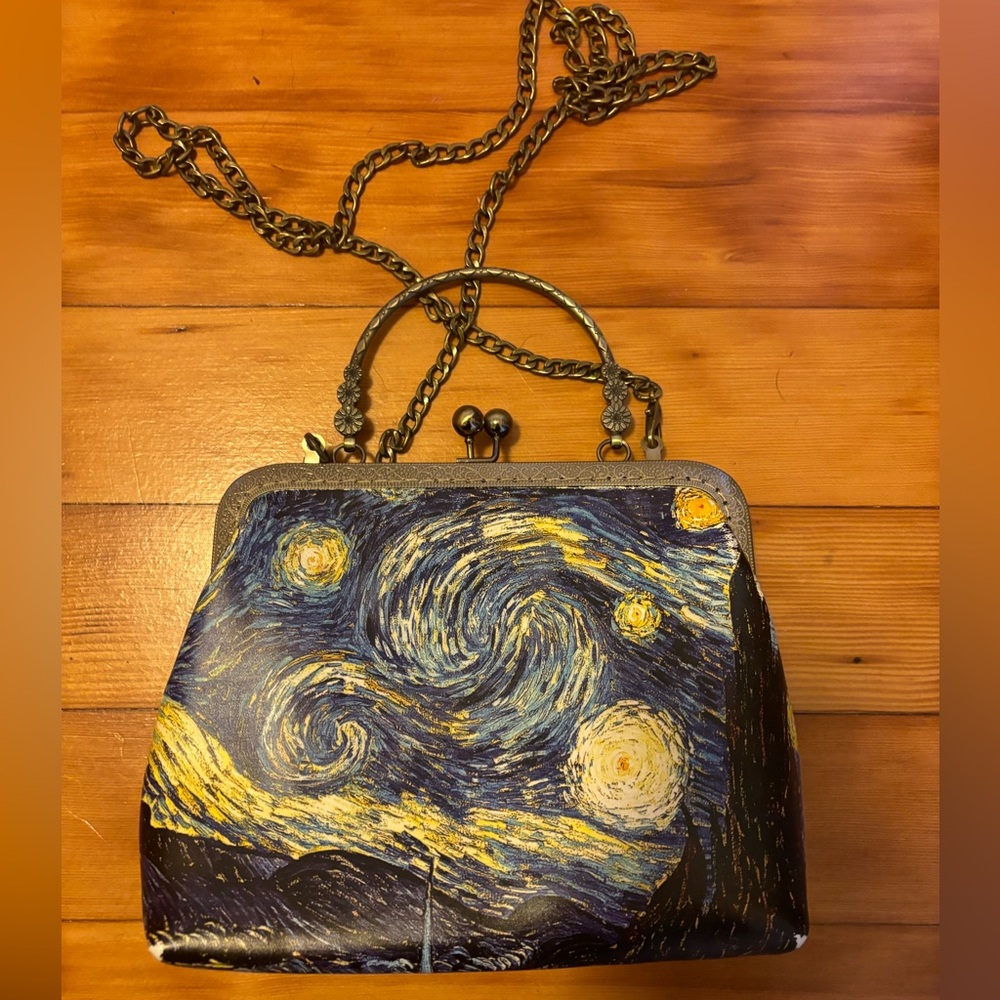 Rejolly Women Van Gough Vintage Kiss Lock Top Handle Handbag Evening Purse